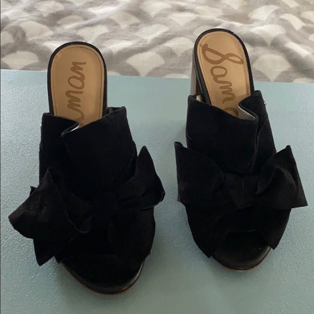 Sam Edelman Black Suede Slip On Mules